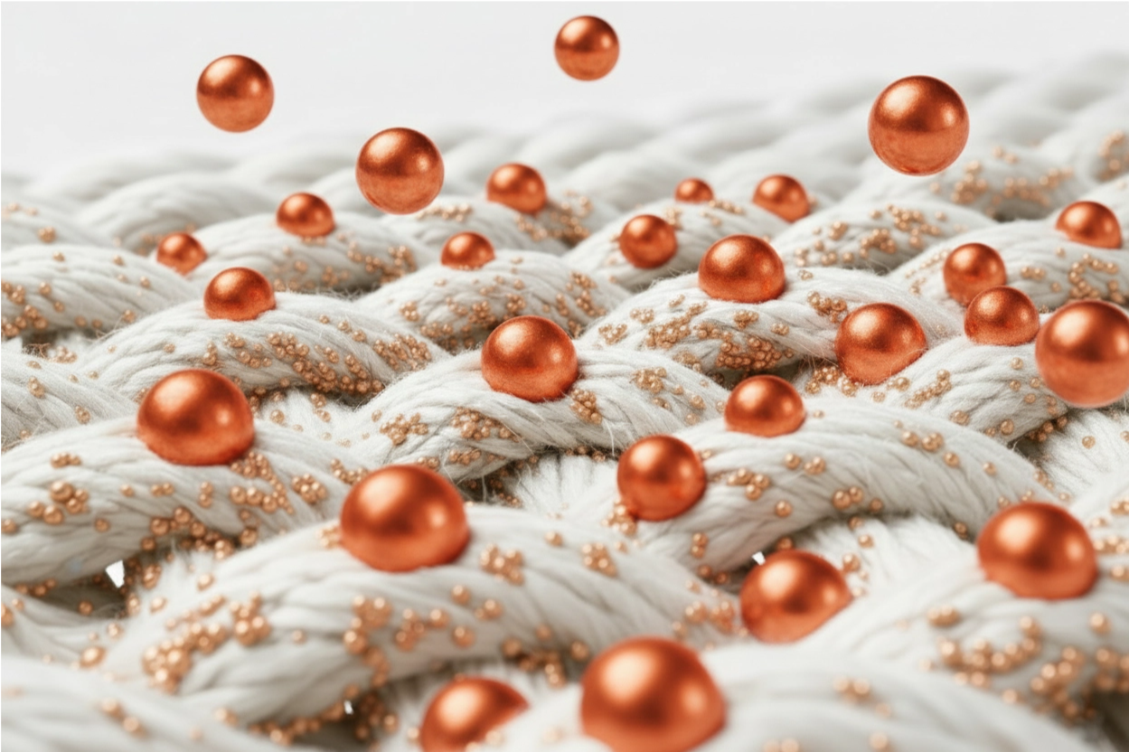 Copper infusion into textile fibers